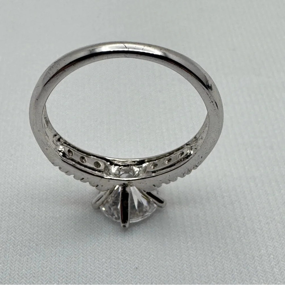 Sterling Silver Round CZ Solitaire Engagement Style Ring Size 8 New